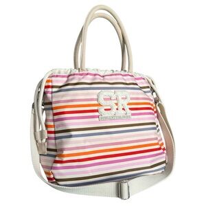 Sonia Rykiel Paris Multicolored Shoulder Bag Striped Nylon Handle Summer Bag